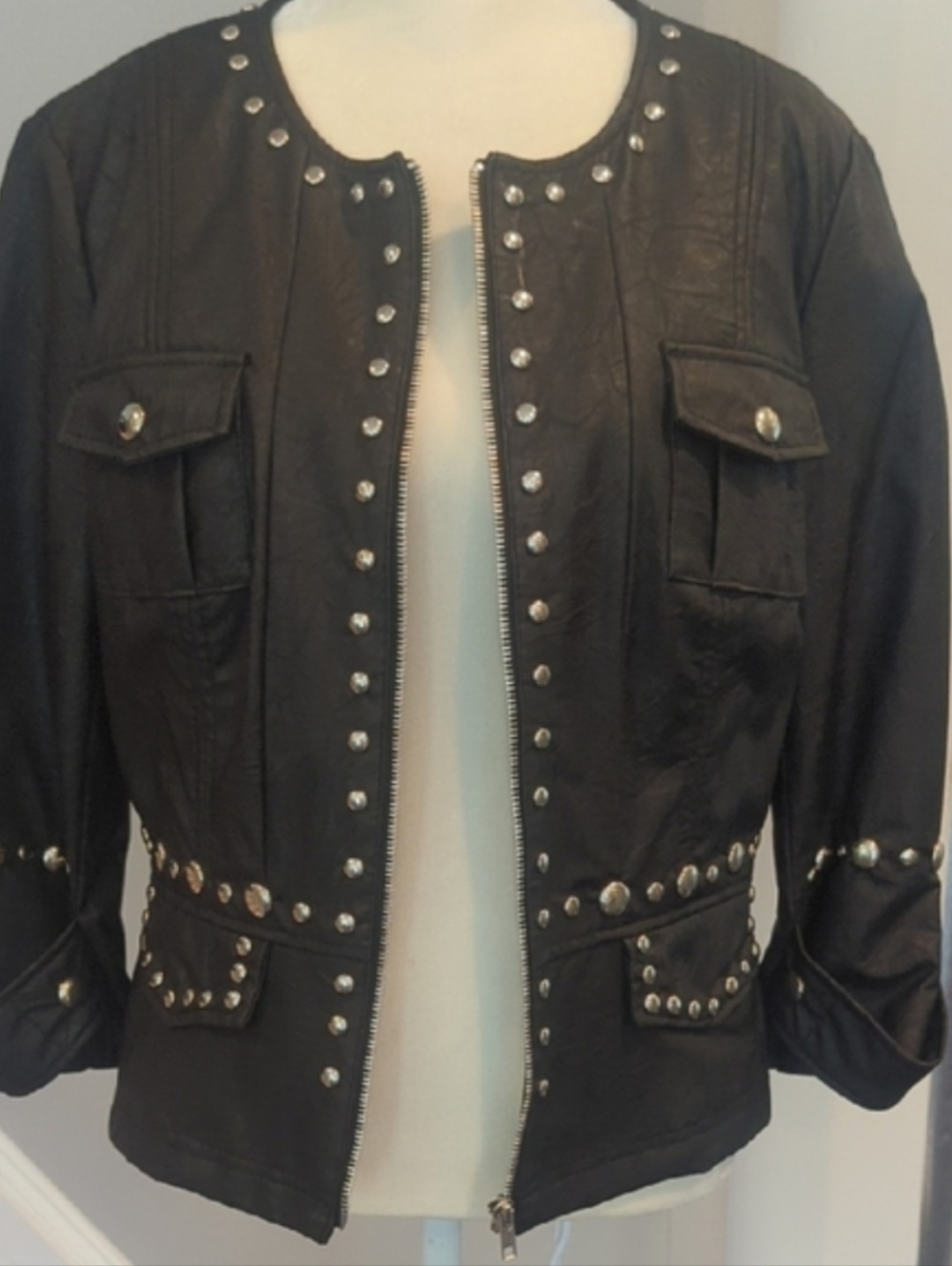 Studded Black Faux Leather Jacket
